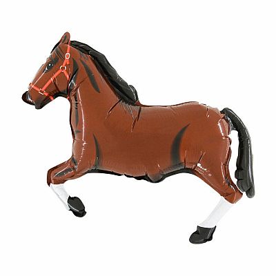 Fóliový balónek MINI Dostihový Kůň Tmavě hnědý 35cm
