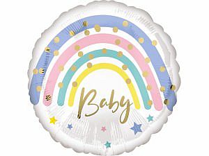 Fóliový balónek Kruh - Baby a duha 43cm