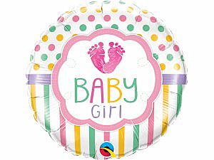 Fóliový balónek Kruh - Baby girl krůčky 46cm