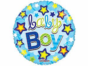 Fóliový balónek Kruh - Hvězdičky Baby Boy 46cm