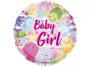 Fóliový balónek Kruh - Mořský svět baby girl 46cm