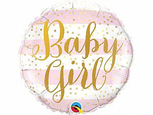 Fóliový balónek Kruh - proužky Baby girl 45cm
