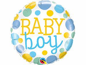 Fóliový balónek Kruh - Puntíky Baby boy 46 cm