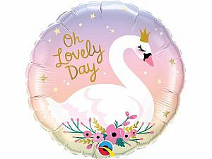 Fóliový balónek Kruh - Labuť "Oh Lovely day" 45cm