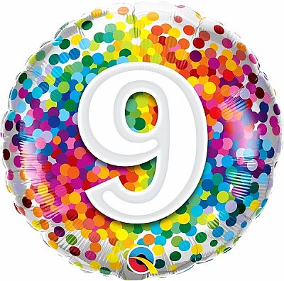 Fóliový balónek Kruh - Barevné Konfety 9 - 45cm