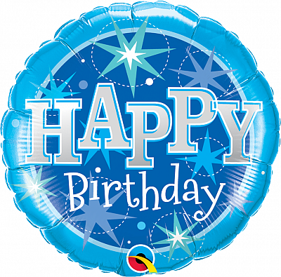 Fóliový balónek Kruh - BDAY Sparkle Modrý 45cm