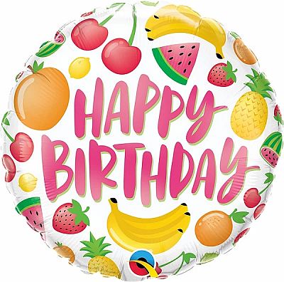 Fóliový balónek Kruh - Birthday Ovoce 45cm