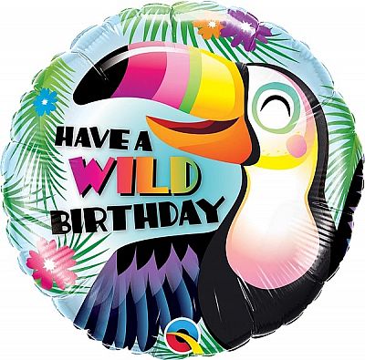Fóliový balónek Kruh - Tukan Wild Birthday 45cm