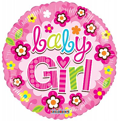 Fóliový balónek Kruh - Kytičky Baby Girl 46cm