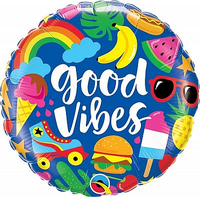 Fóliový balónek Kruh - GOOD VIBES 45cm