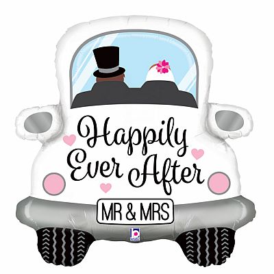 Fóliový balónek Auto Mr & Mrs 79cm
