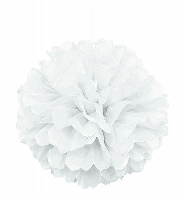 Dekorační závěsný pom pom bílý, 40cm