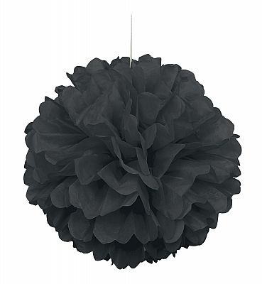 Dekorační závěsný pom pom černý, 40cm