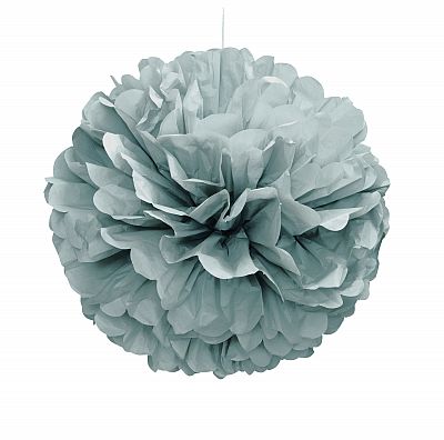 Dekorační závěsný pom pom stříbrný, 40cm