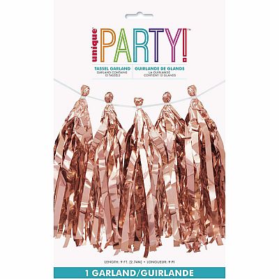 Střapcová girlanda rosegold