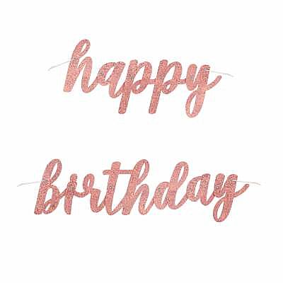 Party nápis Glitz rosegold lesklý Happy Birthday 84 cm