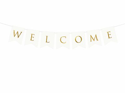 Závěsný baner "WELCOME" - bílý, 15 x 95 cm
