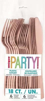 Plastové příbory rosegold 18ks