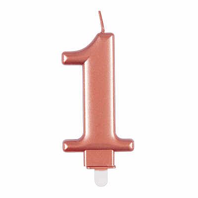 Svíčka dortová rosegold metalická 1