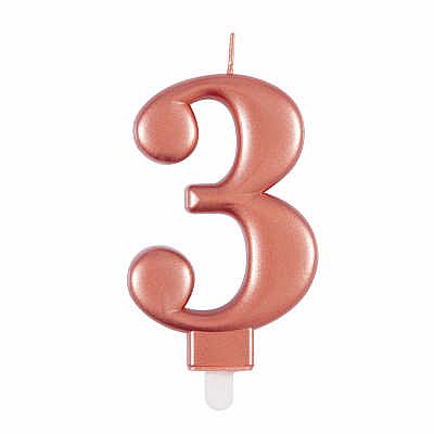 Svíčka dortová rosegold metalická 3