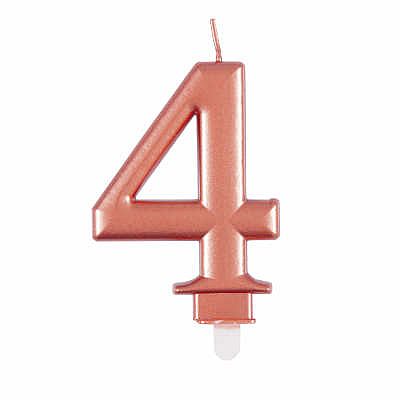 Svíčka dortová rosegold metalická 4
