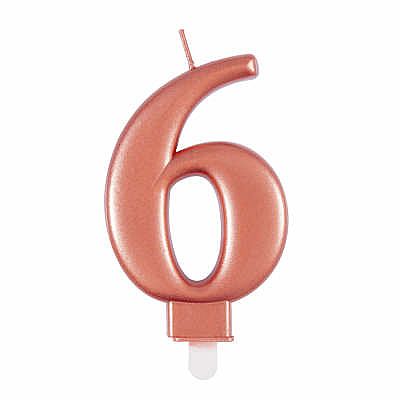 Svíčka dortová rosegold metalická 6