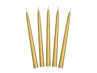 Dlouhá svíčka metalická zlatá 23 cm