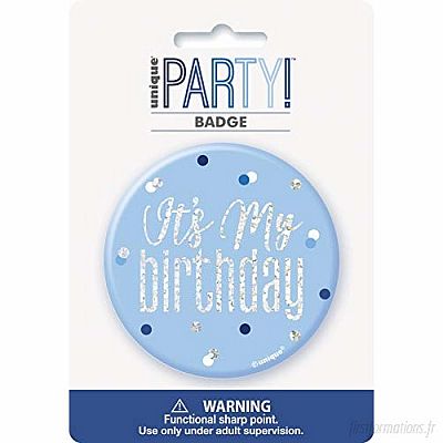 Narozeniná brož "Its my birthday" modrá s tečkami