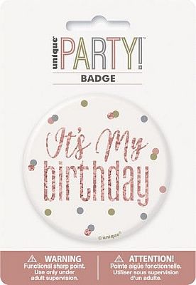 Narozeniná brož "Its my birthday" rosegold s tečkami