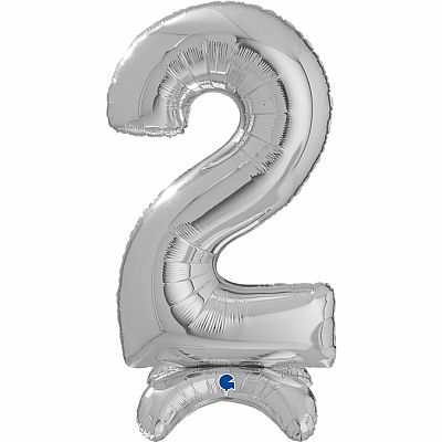 Fóliová číslice stojící stříbrná 2 - 64cm