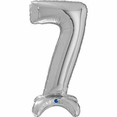 Fóliová číslice stojící stříbrná 7 - 64cm