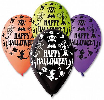 Balónek pastel 30 cm Happy Halloween potisk (100ks/bal)