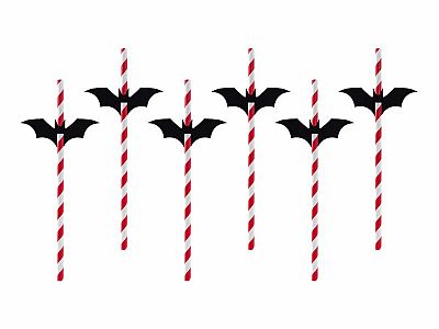 Papírová brčka Halloween - Netopýři 6 ks