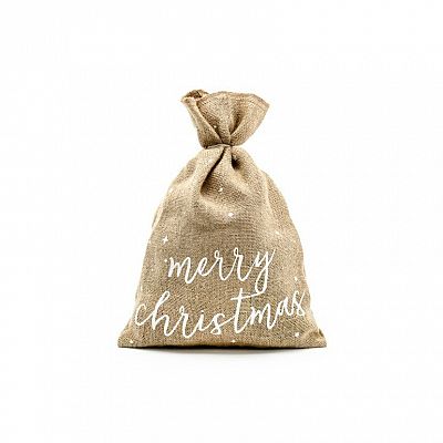 Vánoční jutový pytlík Merry Christmas