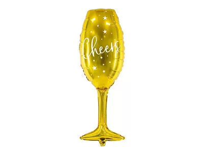 Foliový balonek sklenka sektu - zlatá Cheers 80 cm