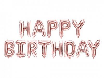 Foliový nápis HAPPY BIRTHDAY v Rosegold barvě 340 x 35 cm
