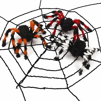 Halloweenská dekorace - pavouk velký černo-bílý - 75 cm
