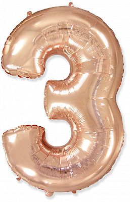 Foliová číslice - rosegold 3 102cm