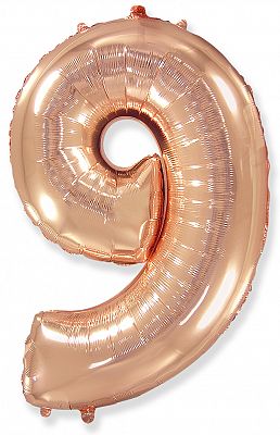 Foliová číslice - rosegold 9 102cm