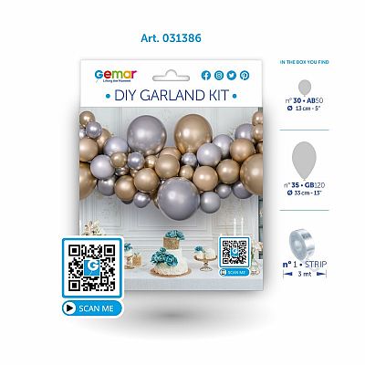 Sada na balonkovou girlandu SHINY zlato-stříbrná