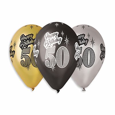 Latexový balonek metalický - potisk 50. narozeniny
