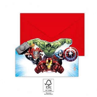 EKO Pozvánky a obálky Avengers (Marvel) 6ks