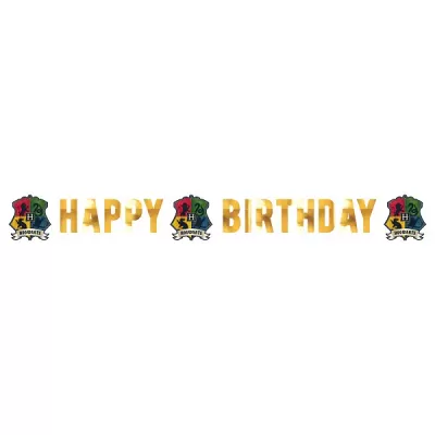 Party nápis Harry Potter Happy Birthday - Bradavické koleje 180 x 13 cm