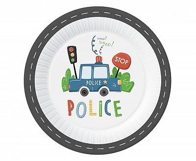 Papírové talíře policejní 23 cm - 6 ks