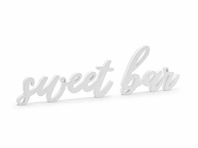 Dekorace dřevěná Sweet bar - bílá 37 x 10 cm