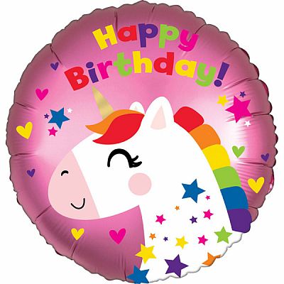 Fóliový balónek - Jednorožec Happy Birthday - 45 cm
