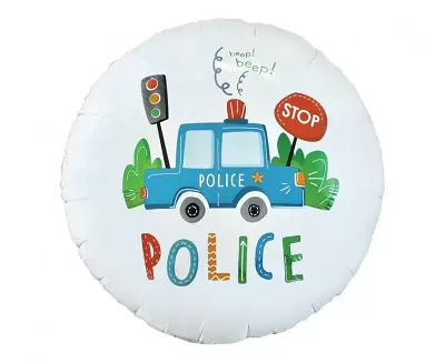 Fóliový balónek kulatý - Policejní auto - 45 cm