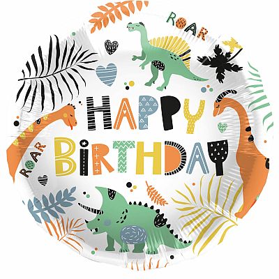 Fóliový balónek - Dinosaurus Happy Birthday 45 cm