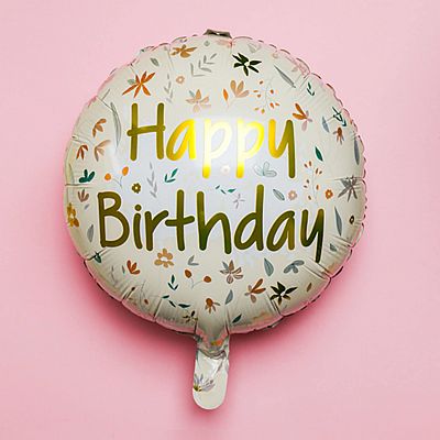 Fóliový balónek kvítí - Happy Birthday - 45 cm