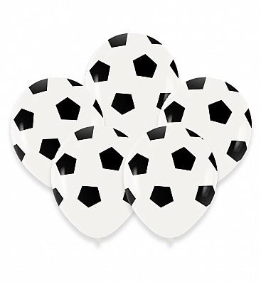 Balonky s potiskem - Fotbalový míč - 30 cm, 5 ks